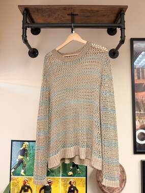 Aime Leon Dore Linen Loose Knit Natural Stripe Crewneck Sweater Ombre Kith